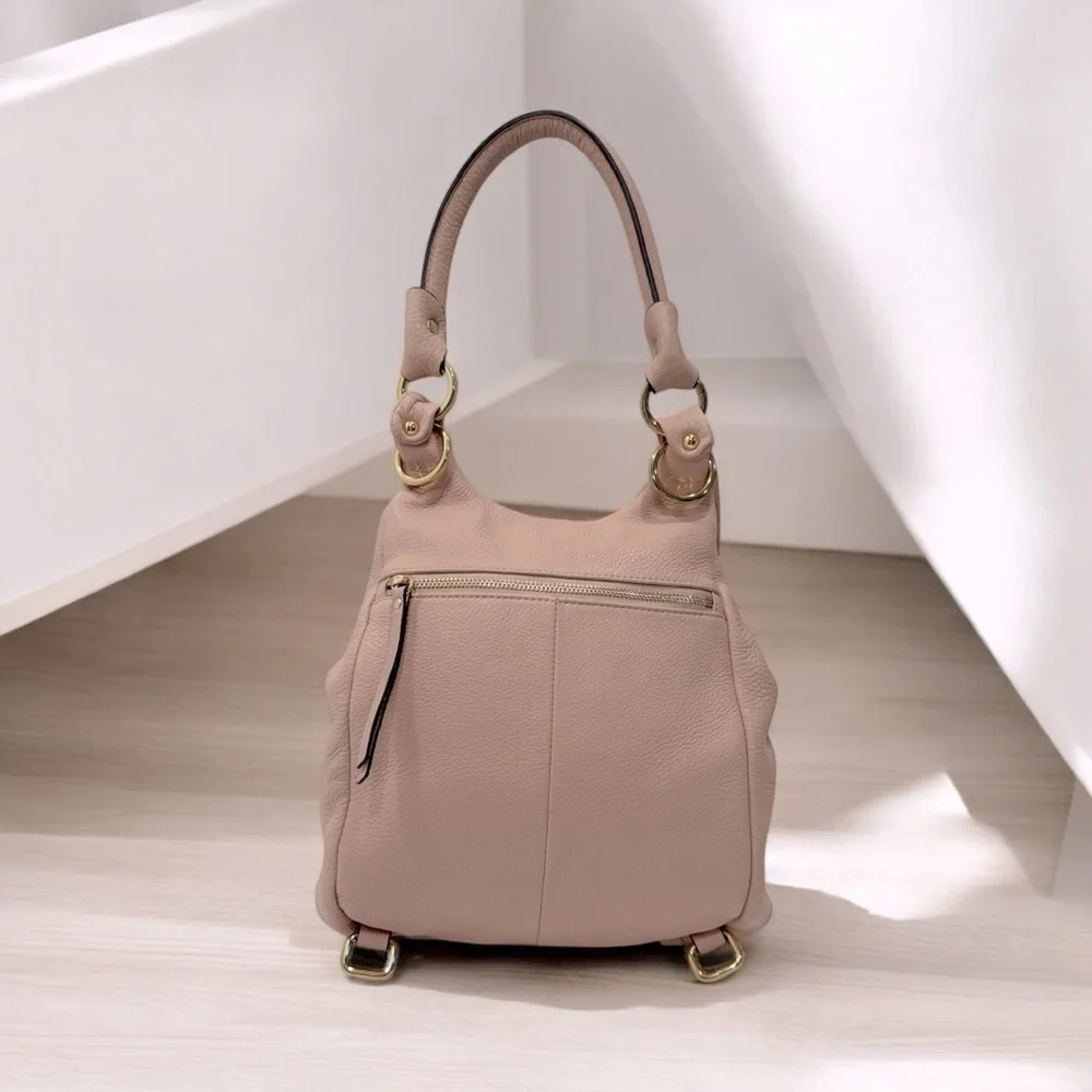 G.I.L.I Blush Pink Leather Convertible Backpack